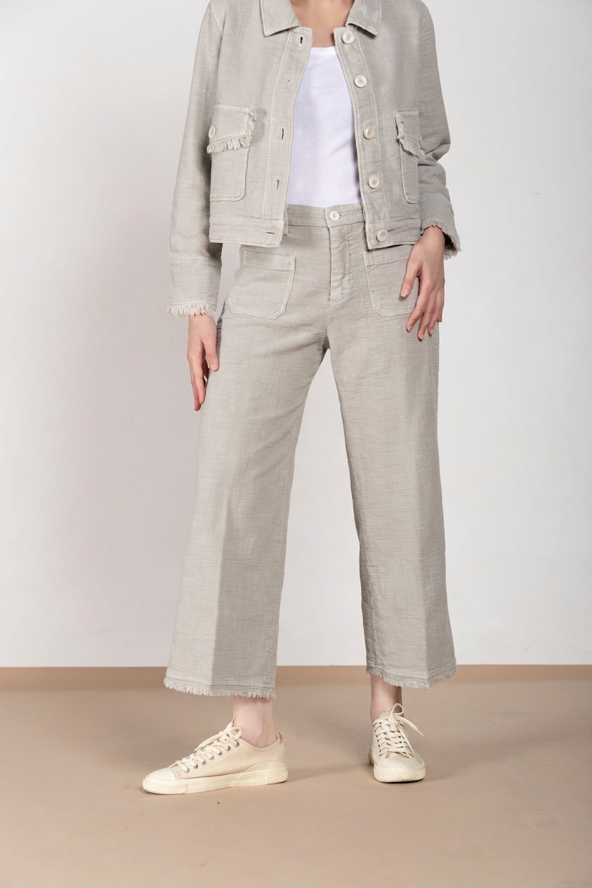 New York Studio Cropped pantalon chino femme en natté straight fit