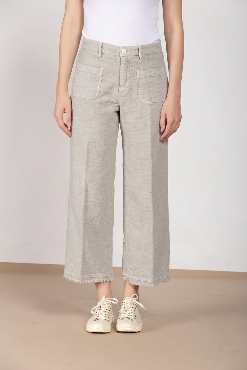 New York Studio Cropped pantalon chino femme en natté straight fit