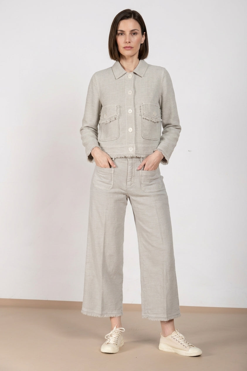New York Studio Cropped pantalon chino femme en natté straight fit