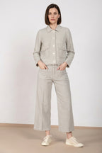 New York Studio Cropped pantalon chino femme en natté straight fit
