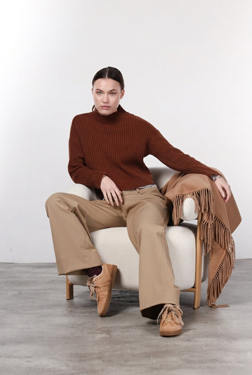 New York Studio Tailored Women's Wool Chino Trousers, Straight Fit