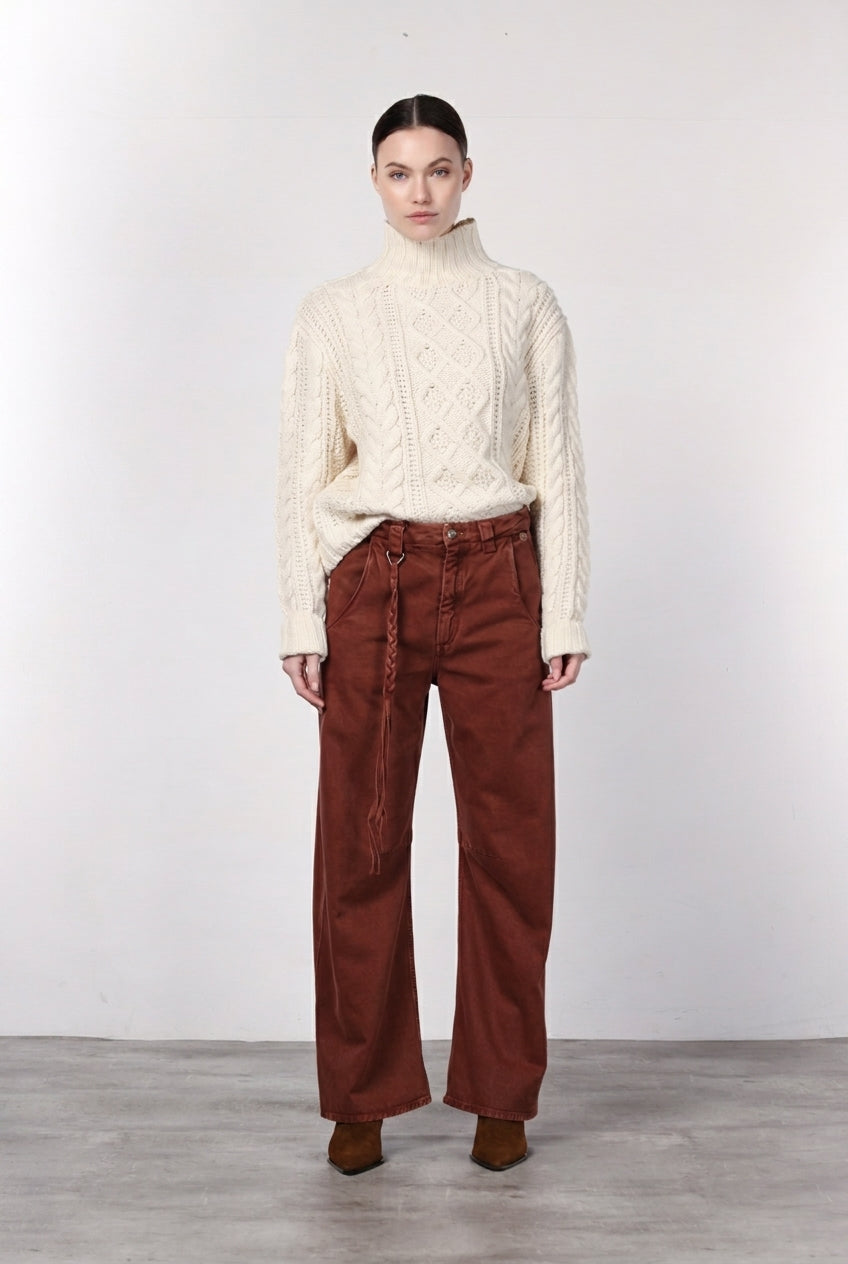 Violette pantalon chino femme en twill balloon fit ①
