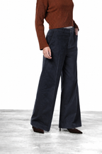 New York Wide women's chino trousers in satin, wide leg