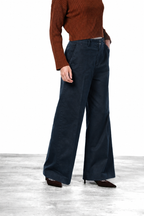 New York Wide women's chino trousers in satin, wide leg