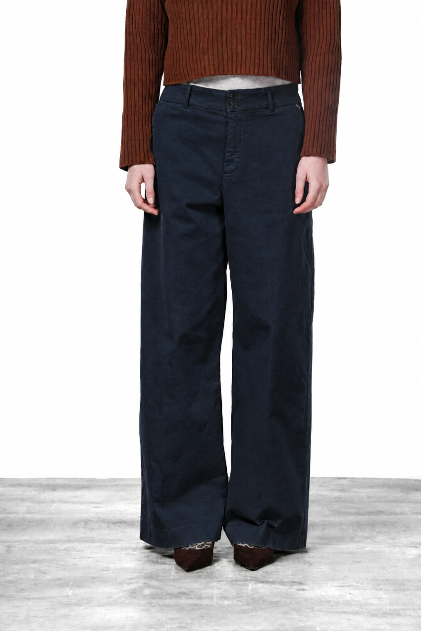 New York Wide women's chino trousers in satin, wide leg