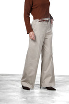 New York Wide women’s chino trousers in satin, wide leg