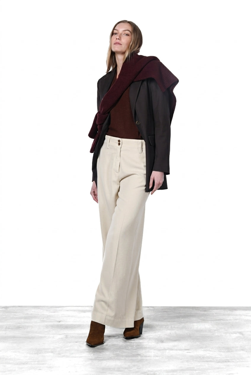 Women's Chino Trousers New York Wide Elax in Lyocell, Cream – Mason's