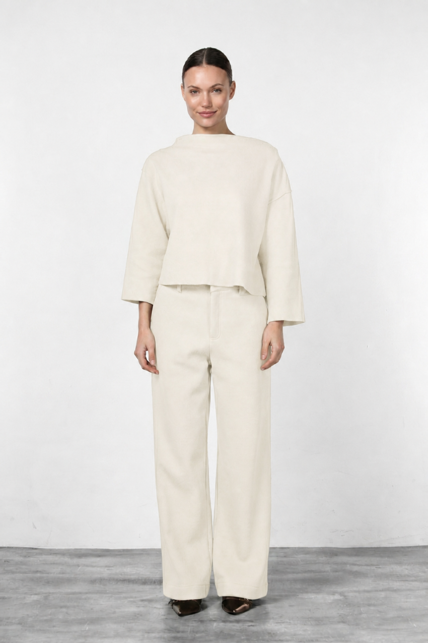 New York Wide women's chino trousers in wool cloth, wide leg