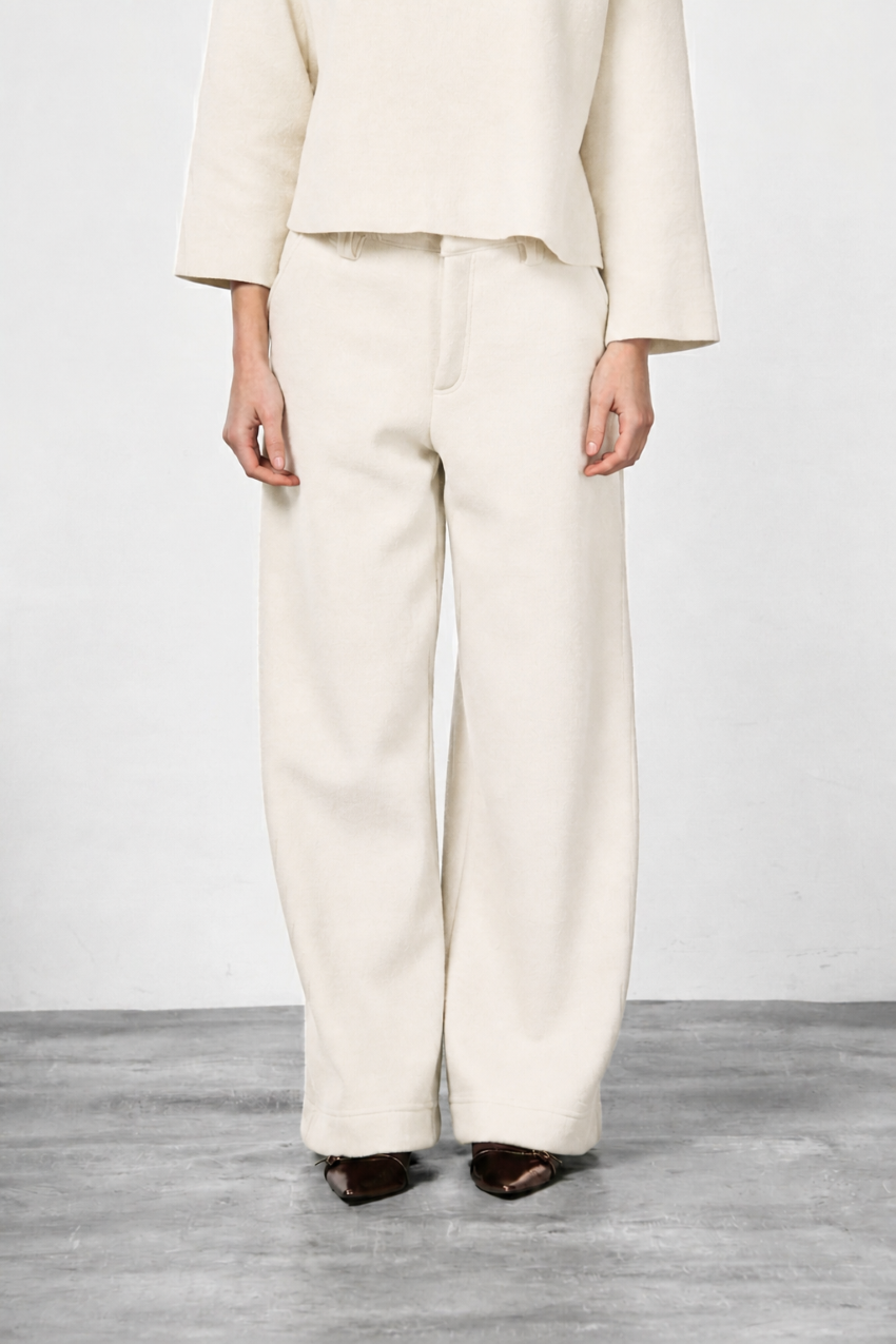 New York Wide women's chino trousers in wool cloth, wide leg