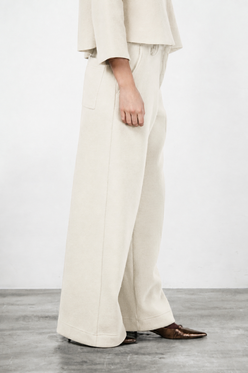 New York Wide women's chino trousers in wool cloth, wide leg