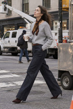 New York Wide women’s 5-pocket chino trousers in stretch denim, wide leg