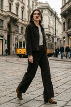 New York Studio Elax Chinohose für Damen aus breit geripptem Samt mit straight fit