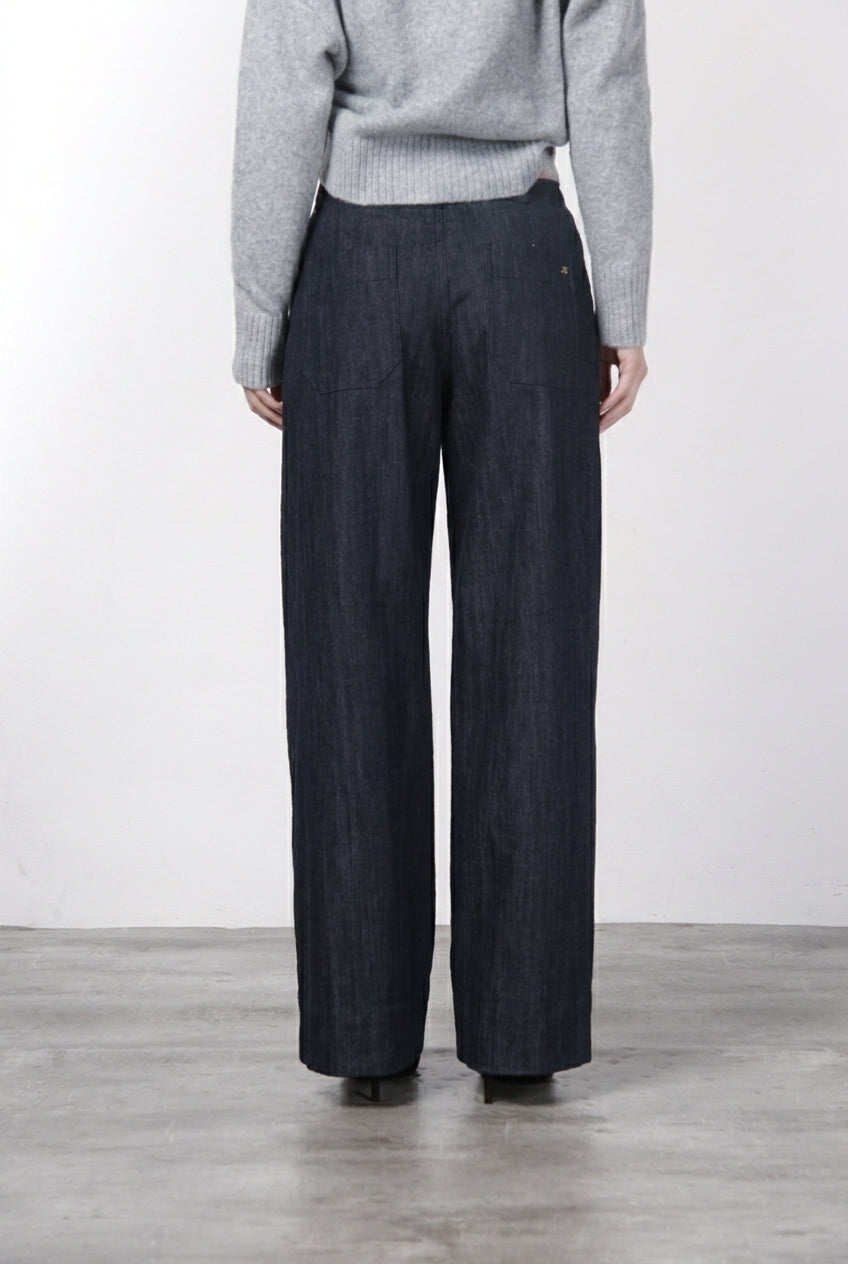 New York Wide pantalón chino de mujer de 5 bolsillos en denim stretch, wide leg