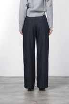 New York Wide pantalón chino de mujer de 5 bolsillos en denim stretch, wide leg