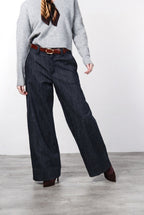 New York Wide pantalón chino de mujer de 5 bolsillos en denim stretch, wide leg