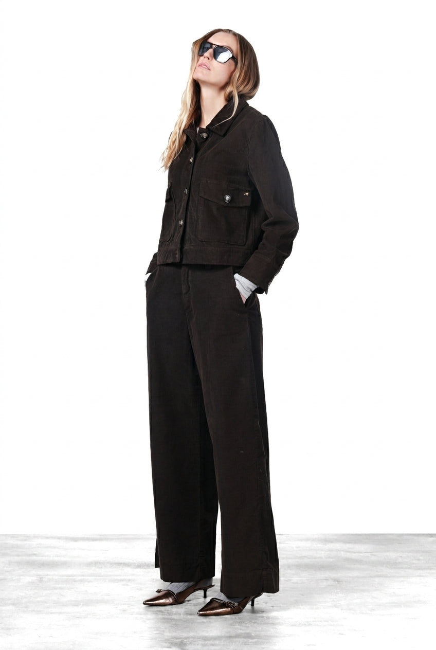 New York Wide pantalone chino donna in velluto 500 righe wide leg