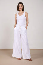 Portofino pantalón chino jogger mujer en tela de lino y algodón ligera wide leg