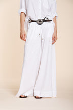 Portofino women's chino jogger pants in lightweight linen and cotton canvas wide leg