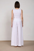 Portofino pantalón chino jogger mujer en tela de lino y algodón ligera wide leg