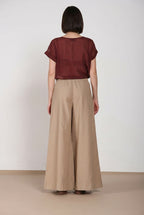 Portofino pantalón chino jogger mujer en tela de lino y algodón ligera wide leg