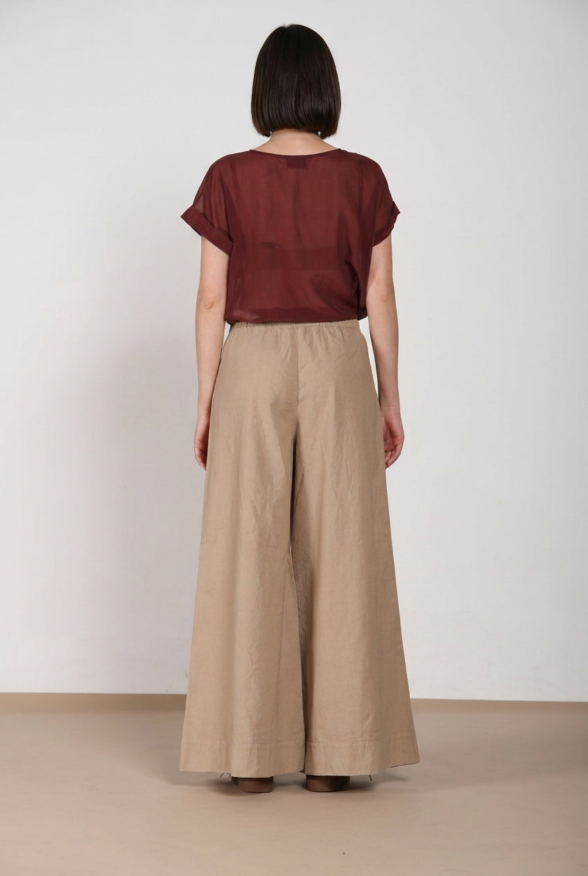 Portofino pantalón chino jogger mujer en tela de lino y algodón ligera wide leg