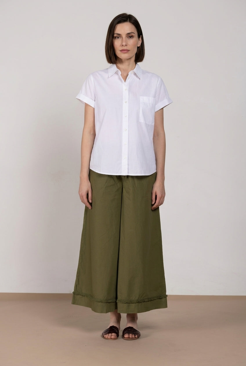 Portofino Cropped pantalon chino jogger femme en popeline wide leg