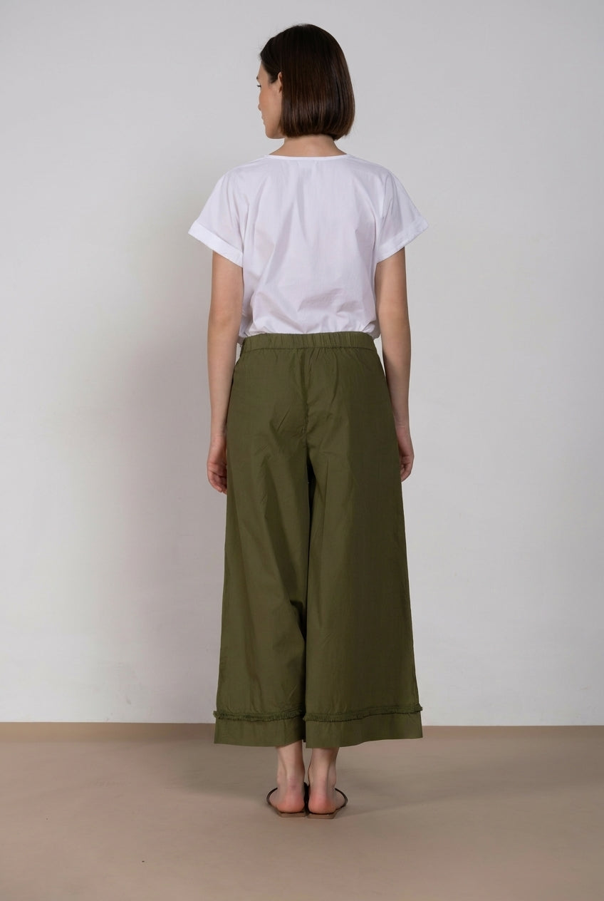 Portofino Cropped pantalon chino jogger femme en popeline wide leg