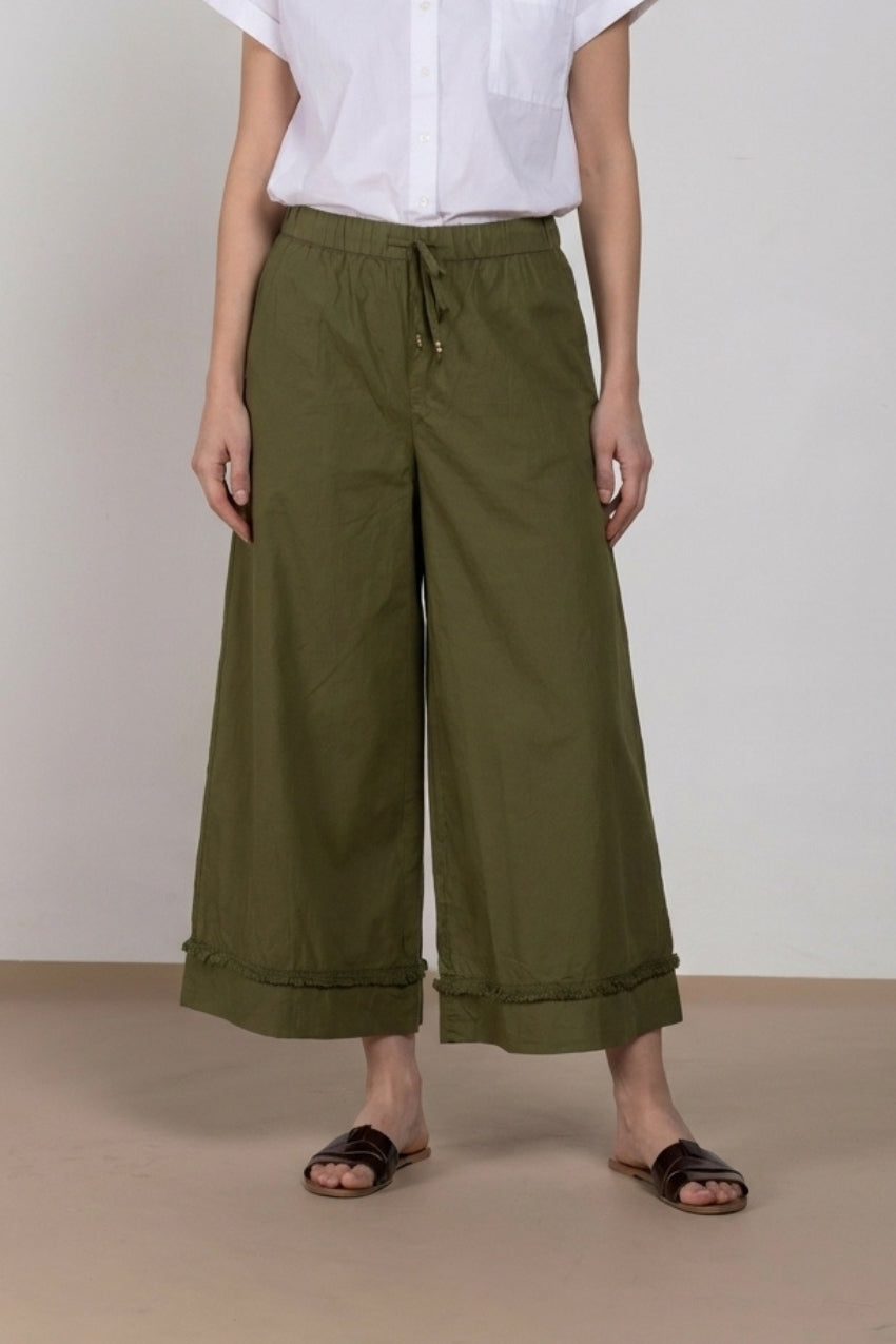 Portofino Cropped pantalon chino jogger femme en popeline wide leg