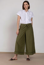 Portofino Cropped pantalon chino jogger femme en popeline wide leg