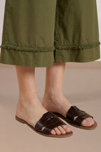 Portofino Cropped pantalon chino jogger femme en popeline wide leg