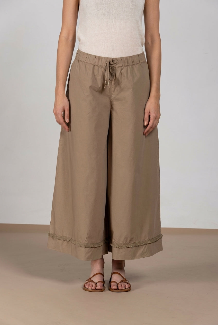 Portofino Cropped pantalón chino jogger mujer en popelín wide leg
