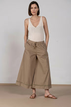 Portofino Cropped women's chino jogger pants in poplin wide leg