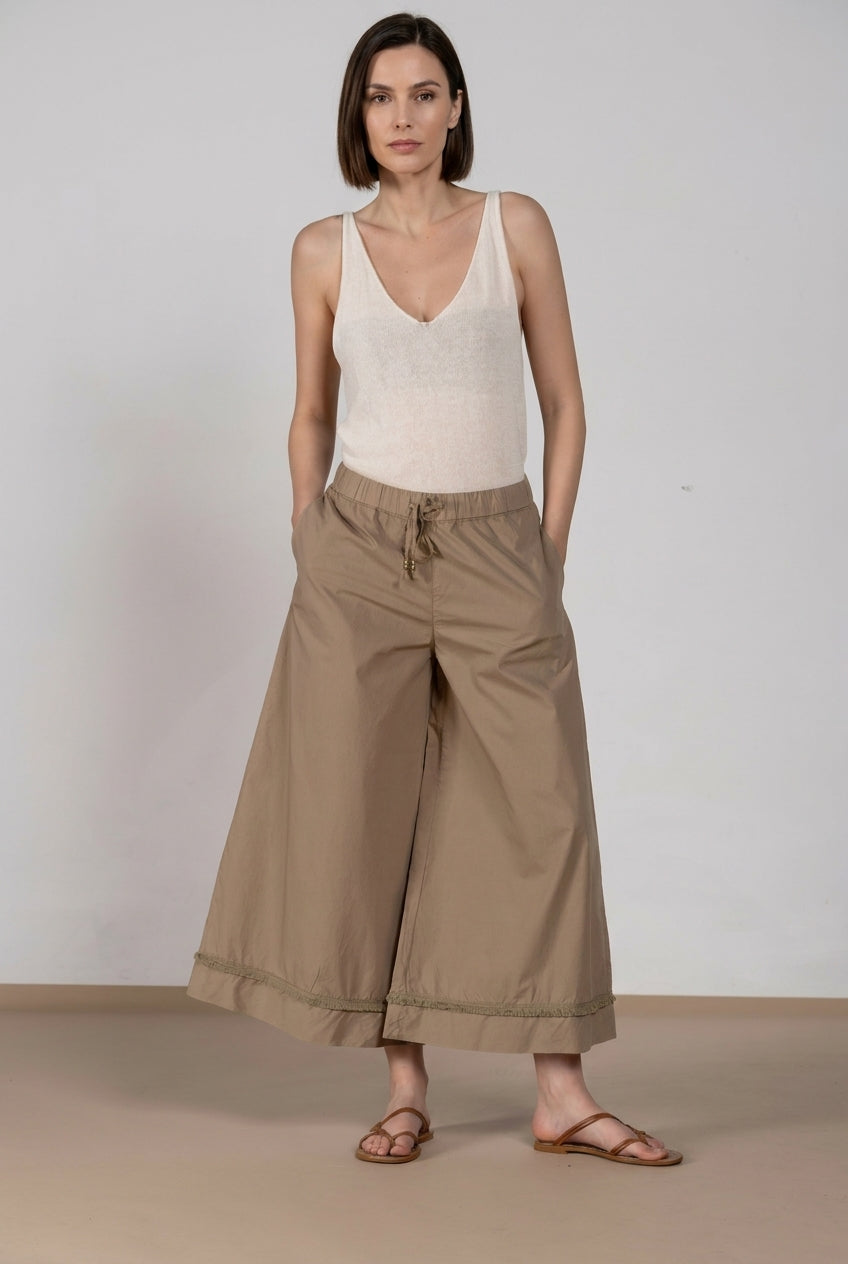 Portofino Cropped pantalón chino jogger mujer en popelín wide leg