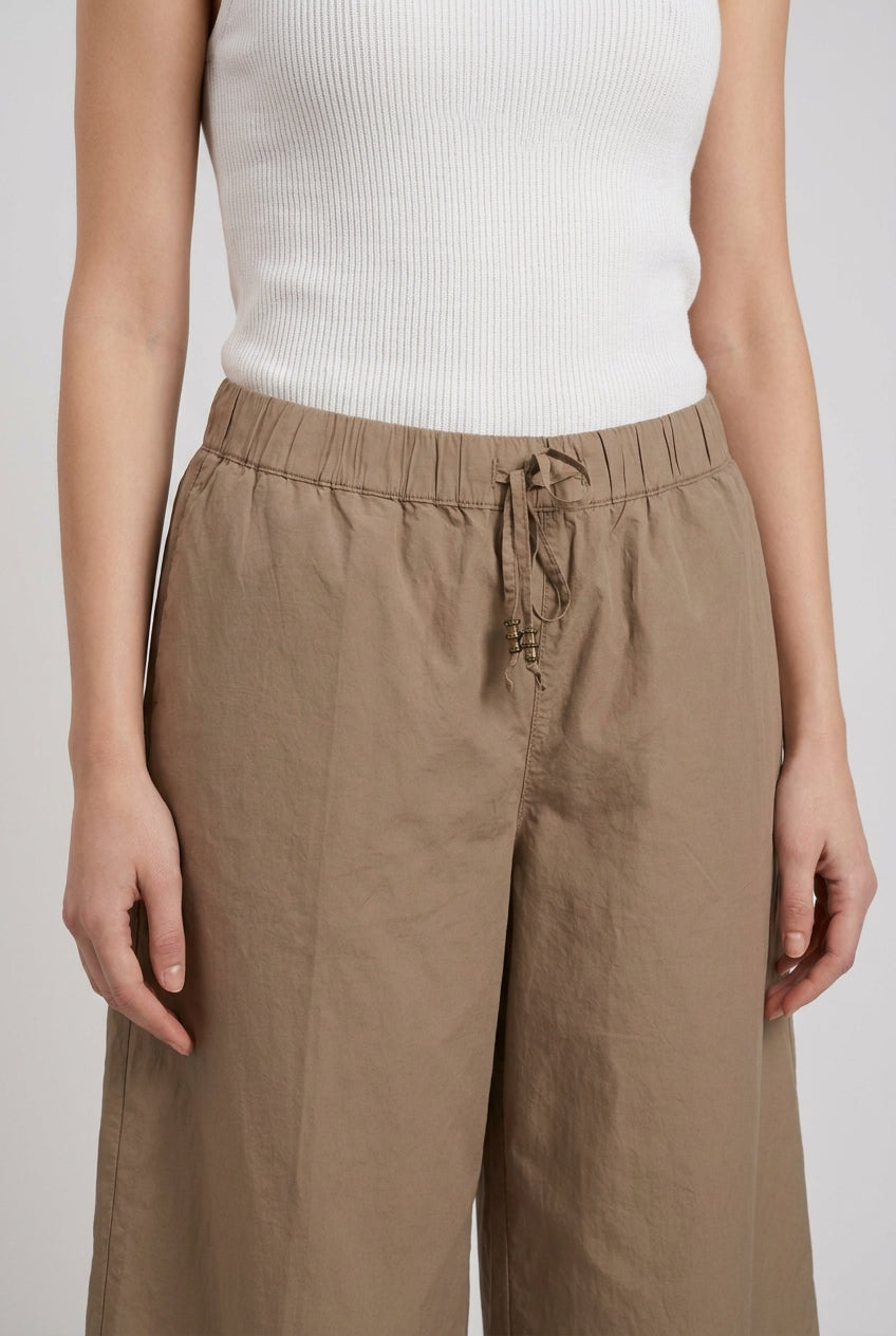Portofino Cropped pantalón chino jogger mujer en popelín wide leg