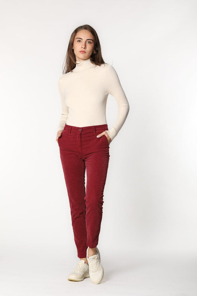 Image 1 of women's velvet chino trousers ruby color New York Slim model by Mason's