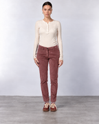 New York Slim pantalone chino donna in velluto a costa grande slim fit ①