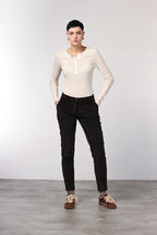 New York Slim pantalón chino de mujer en terciopelo de pana ancha slim fit ①