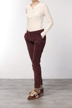 New York Slim women’s chino trousers in wide-wale corduroy, slim fit ①