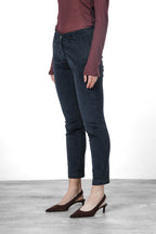 New York Slim pantalone chino donna in velluto a costa grande slim fit ①