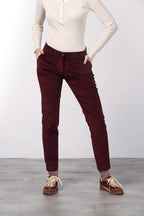 New York Slim women’s chino trousers in wide-wale corduroy, slim fit ①