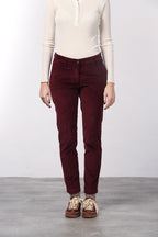 New York Slim women’s chino trousers in wide-wale corduroy, slim fit ①