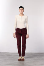 New York Slim women’s chino trousers in wide-wale corduroy, slim fit ①