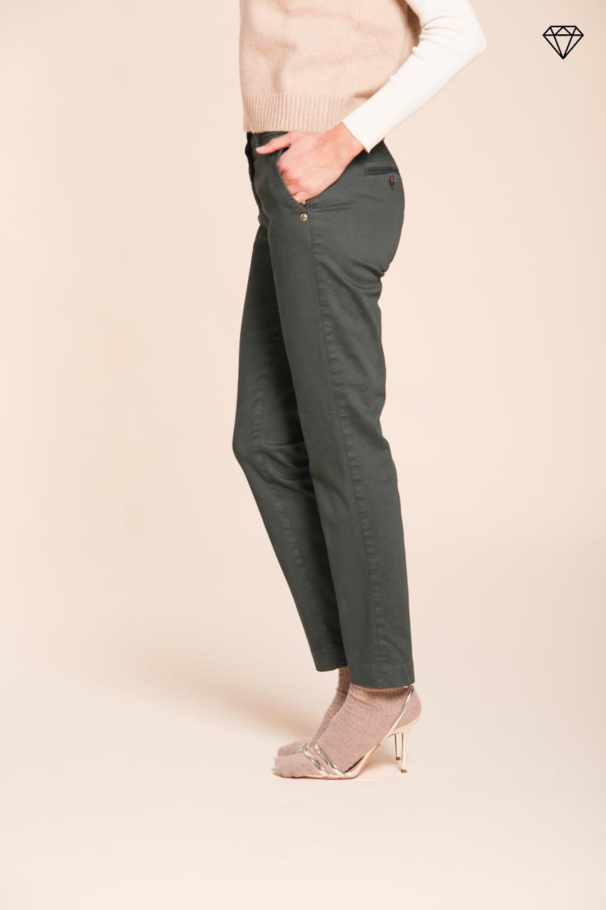 Foto 3 New York Slim pantalone chino donna in raso slim fit ①