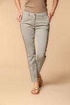 New York Slim women's chino pants in satin with geometric pattern slim fit
