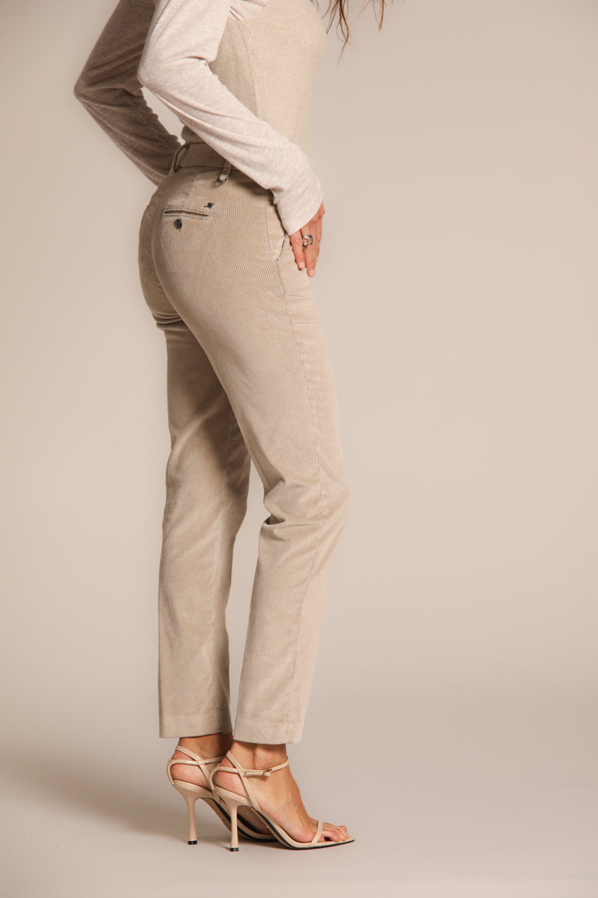 New York Slim pantalón  chino mujer en pana ajuste slim