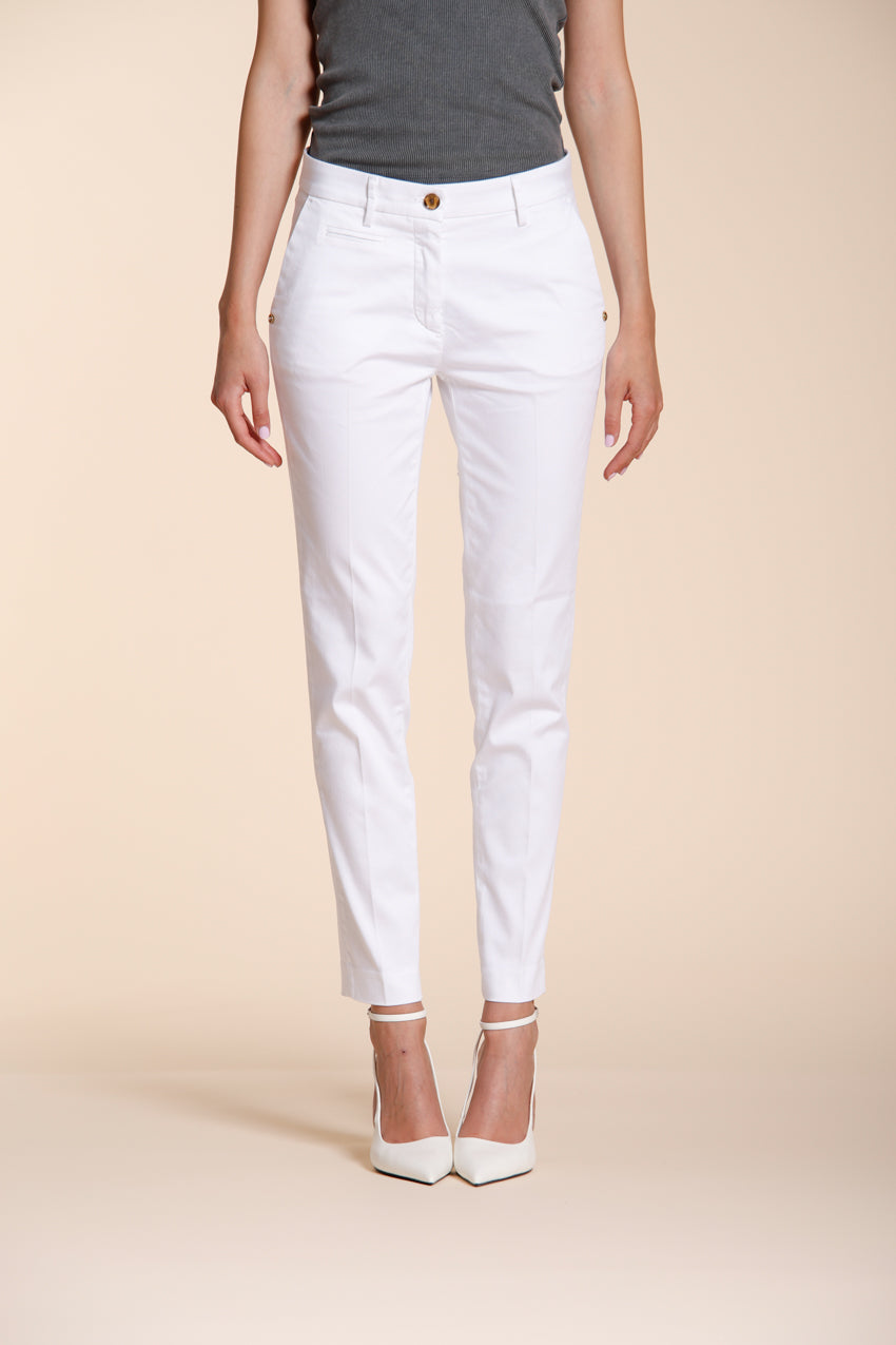 New York Slim pantalón chino mujer de satén stretch slim fit ①