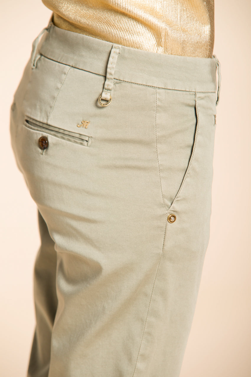 New York Slim pantalón chino mujer en satén stretch slim fit ①