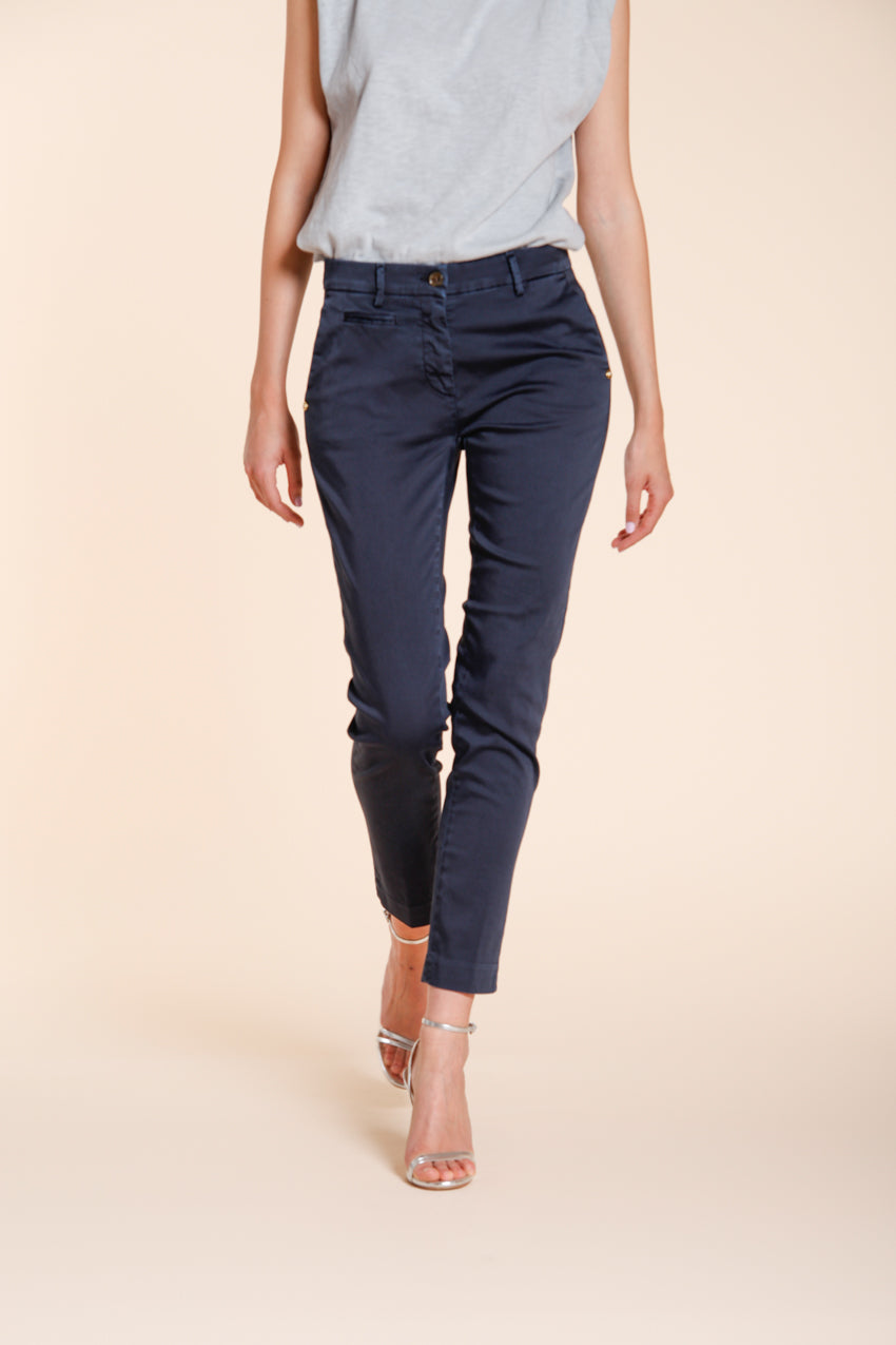 New York Slim pantalón chino mujer en raso stretch slim fit ①
