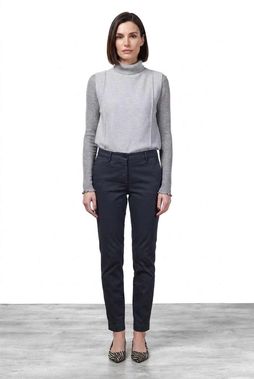 New York Slim pantalone chino donna in raso slim fit ①