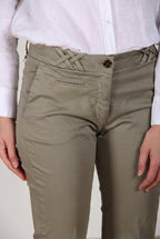 New York Trumpet Hose Chino Damen aus Stretch-Satin slim fit